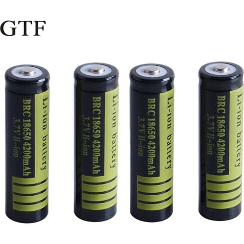 GTF 4PCS Rechargeabe Battery 3.7V 18650 4200mAh Li-ion Rechargeable Battery For Flashlight Torch Rechargeable Batteries
