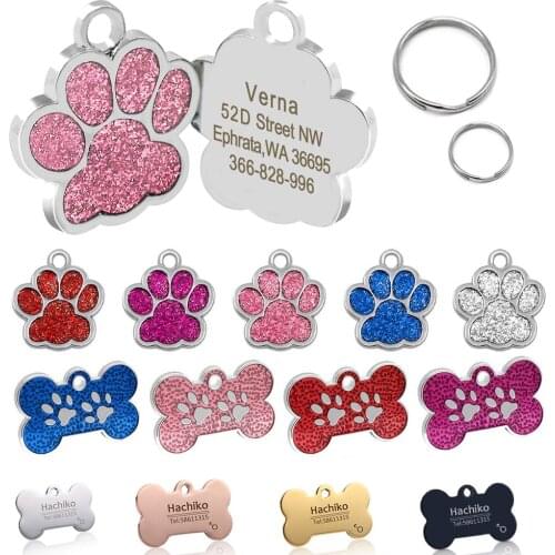 Free Engraved Pet Dog ID Tag Personalized Cat Puppy ID Tag Pet Dog Collar Accessories Custom Dogs Anti-lost Name Tags Pendant