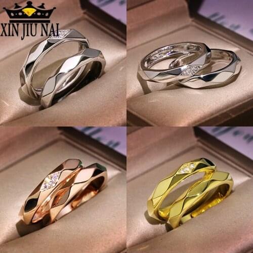 Silver 925 Trendy Couple Vow Love Token Ring Set with Letters His Queen and Her King 14K Gold Plated Rose Gold Women Mens Ring