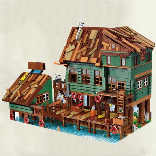 Ideas Expert Creator Captains Wharf 2745Pcs Moc Modular Model Old Fishing Store Building Blocks Bricks Repair Shop Toys