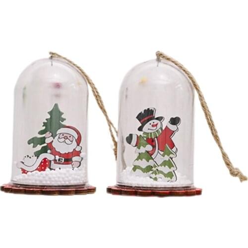 Snowman Santa Hanging Glass Bottle Ornament Creative Christmas Decorations with String