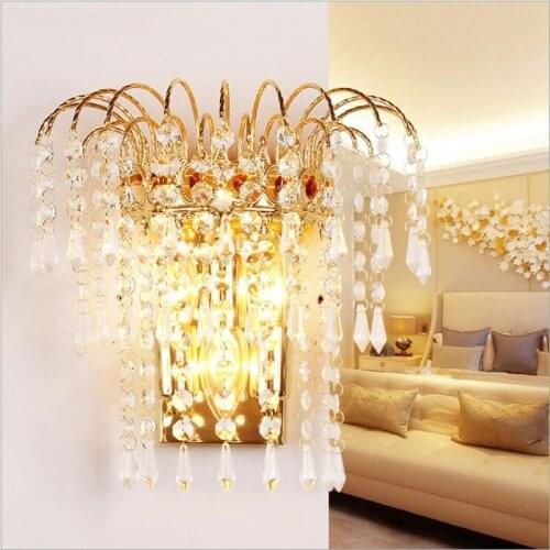 L European gold high-end crystal wall lamp living room aisle wall decoration lamps hotel room bedroom bedside wall lamp led