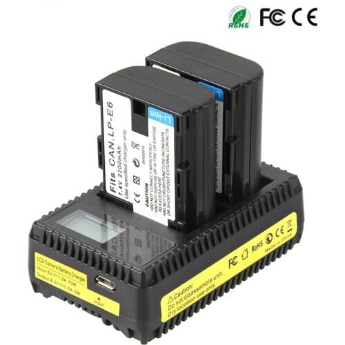 LP-E6 Battery For Canon EOS 5DS 5D Mark II Mark III 6D 7D 60D 60Da 70D 80D DSLR EOS Battery LP E6 2200mAh /8.4V Charger