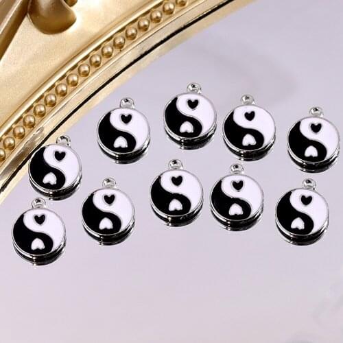 Silver Color Metal Bagua Tai Chi Charms New Multicolor Enamel Yin Yang Bagua Charms Pendant For DIY Necklace Jewelry Accessories