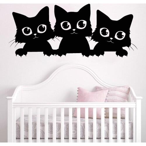 Cartoon Kittens Stickers Pets Cats Vinyl Wall Decal Baby Room Decoration Kids Bedroom Mural Removable Home Decor Cute O254