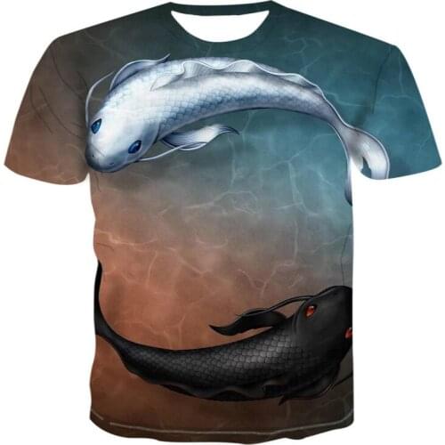 In the summer of 2021, the bulk commodity 3D printing marine animal fish staff T-shirt hip-hop clothing... s-6XL