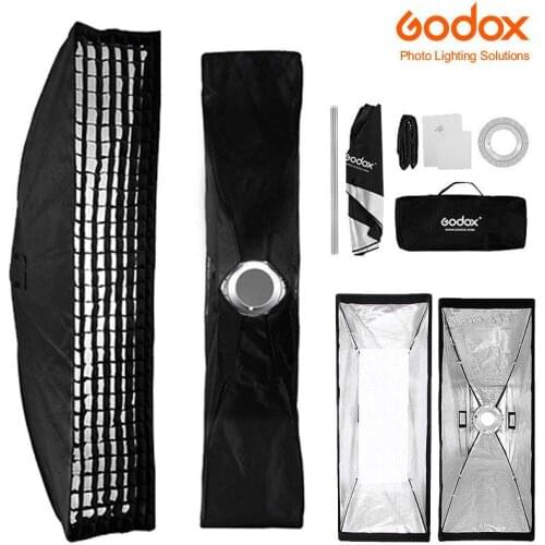 Softbox Light Kit Stand Pole Bowens 22x90cm Flash Led Rectangle Elinchrom Profoto Mount Strip Honeycomb Grid for Studio Strobe