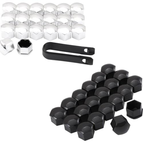 Set of 20pcs Universal 17mm Chrome Plastic Car Wheel Nut Covers Bolt Caps for Volkswagen Golf MK4 Bora Passat Polo Audi Skoda