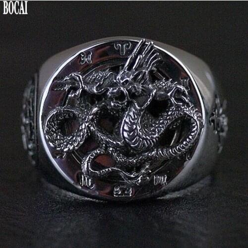 New 100% real S925 pure Silver ring for Man Thail silver solid Dragon Man Ring silver