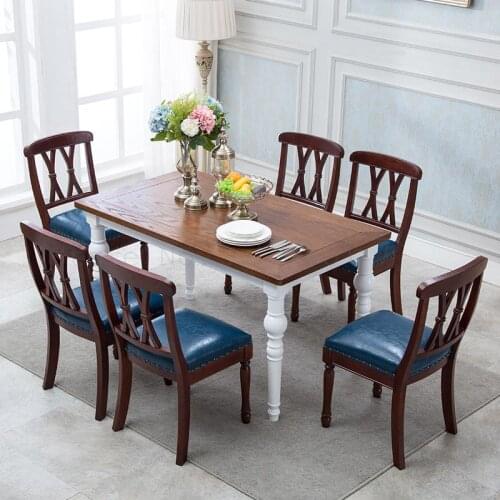 InAmerican country solid wood dining chair European retro simple fashion dining table fork back chair restaurant back nail