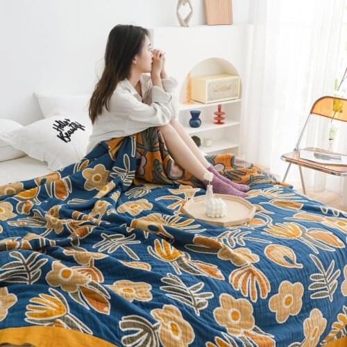 Japanese throw blanket cotton gauze towel four seasons nap blanket single double Bedroom leisure bedspread sofa cover