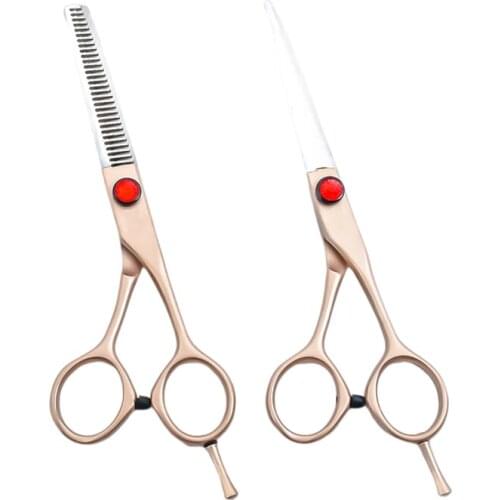 6 Inch Rose Gold Japanese Stainless Steel 9CR Hairdresser Barber Hair Cutting Thinning Scissors For Home Salon