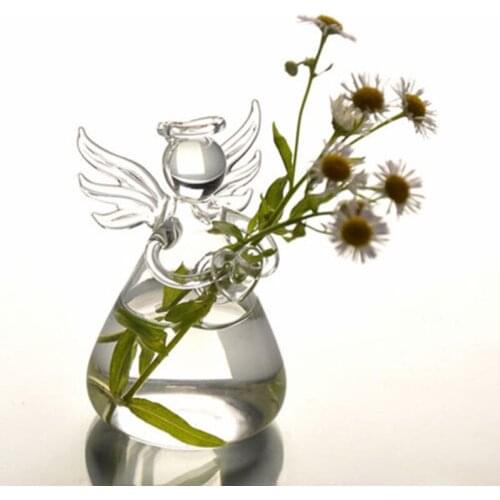Clear Glass Angel Shape Flower Plant Hanging Vase Home Office Wedding Decor 1pcs
