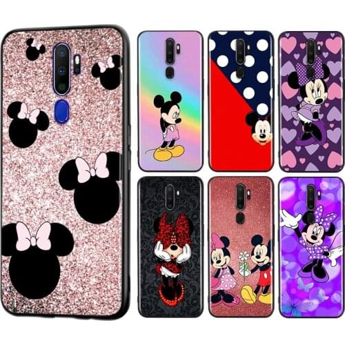 Cute Mickey Mouse for OPPO A11 X A9 A94 A93 A72 A73 A53 S A32 A31 A52 A92 A72 A12E A1K A12 A5 AX7 2020 Black Phone Case