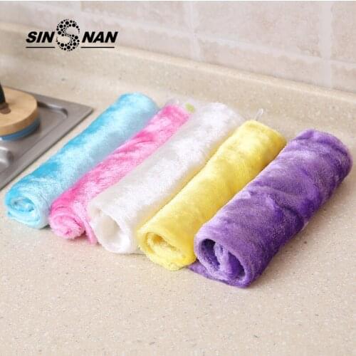 SINSNAN Hot Super Absorbent Microfiber Non-stick Oil Mercerizing Wooden Fiber Kitchen Towel Dish Cloth Multi-function Bamboo Rag