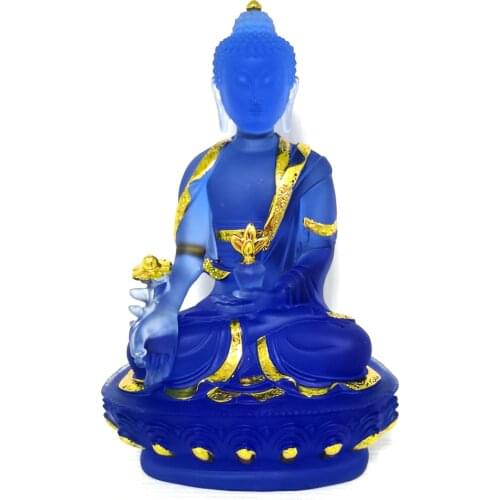 Resin Hand painted gold Medicine Buddha Statue Modern art pure hand sculpture Home living room bedroom decoration Buddha statue
