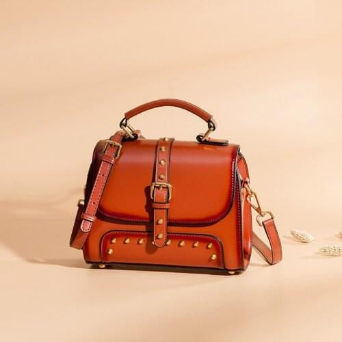 New fashion real leather bags for women vintage genuine leather handbag branded womens shoulder bag