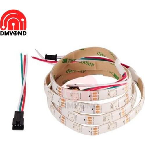 WS2812B 1M Led Strip 30/60/74/96/100/144 LED Smart RGB Light Strip White with PCB 3M Tape IP65 Waterproof for Electronic DIY