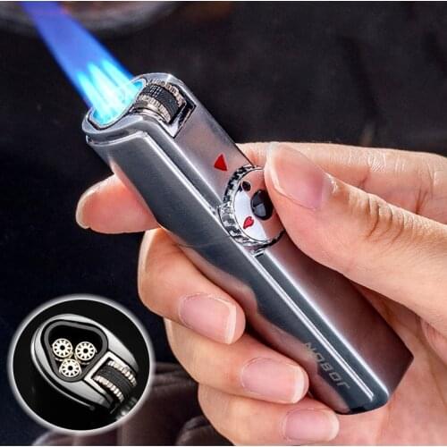 Turbo Lighter Powerful Triple Torch Lighter Metal Windproof Gas Butane Jet Flint Lighter 3 Nozzles Turbo Cigar Spray Gun Gadgets