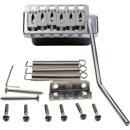 Wilkinson WVP6-SB 54mm 5+1 Hole Steel Saddles Guitar Tremolo Bridge with Steel Block for Import Strat and Japan Strat, Chrome