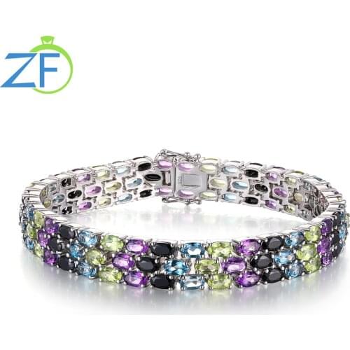 GZ ZONGFA Hot Selling Natural Amethyst Gem Bracelet Women Fine Jewelry 925 Sterling Silver Elegant Bracelet