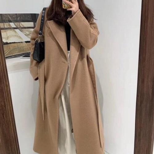 Women ladies 100% woollen coat winter wool windbreak
