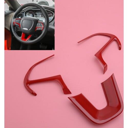 1Set ABS Red Steering Wheel Moulding Cover Trim Car Fit for Dodge Challenger Charger Durango Jeep Grand Cherokee SRT8