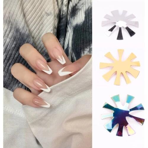 1PCS French Style Nail Stainless Steel Plates Model Polishing Manicure DIY Nail Art Design Tools Salon Nail Template