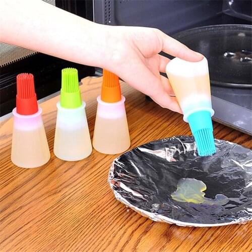 1Pcs Portable Silicone Oil Bottle With Brush Grill Oil Brushes Liquid Oil Pastry Kitchen Baking BBQ Tool Kitchen Tools For BBQ