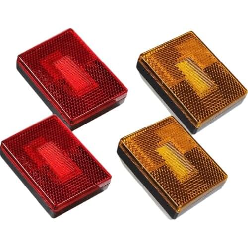 2Pcs LED Side Marker Lights, Square Stud Mount Trailer Clearance Reflex Running Lights for Truck RV Trailers