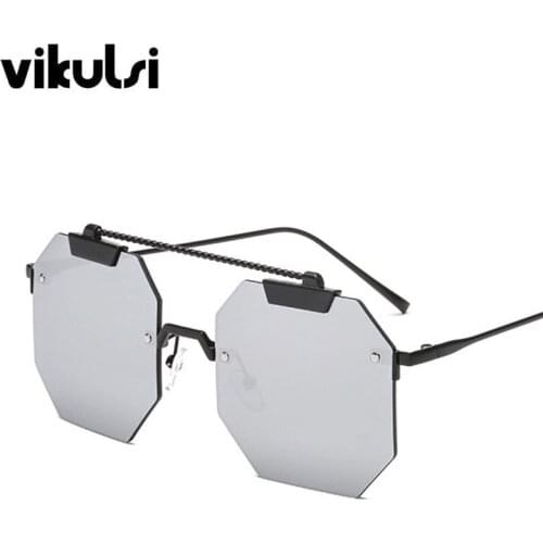 2020 New Metal Square Sunglasses For Women Luxury Brand Fashion Man Black Silver Oversized Sunglass Rimless Shades UV400