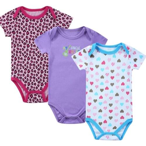 3pcs/Pack Summer Baby Rompers Short Sleeve Boys Girls Onesies Clothes Set Cotton Infant Jumpsuits babys Playsuit Clothing