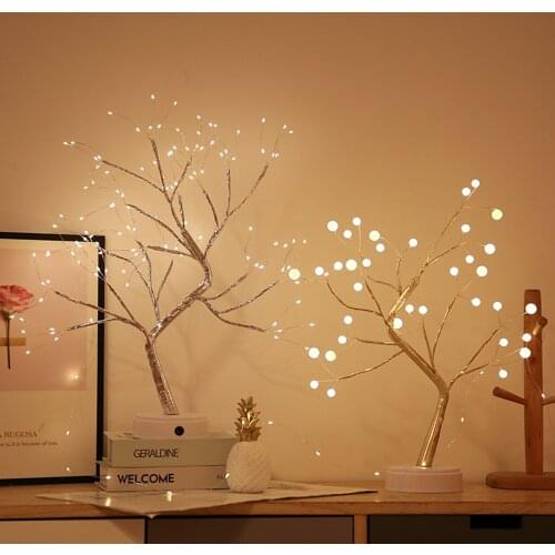 36/108 LED USB Battery Power Touch Switch Tree Light Night Fairy Light Table Lamp For Home Bedroom Wedding Party Christmas Decor