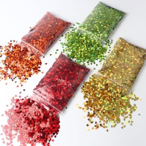 50G Maple Leaf Nail Art Sequins Laser Mirror Flash Holographic Nail Patch Autumn Nail Art Design 3D Sticker Nail Decoration