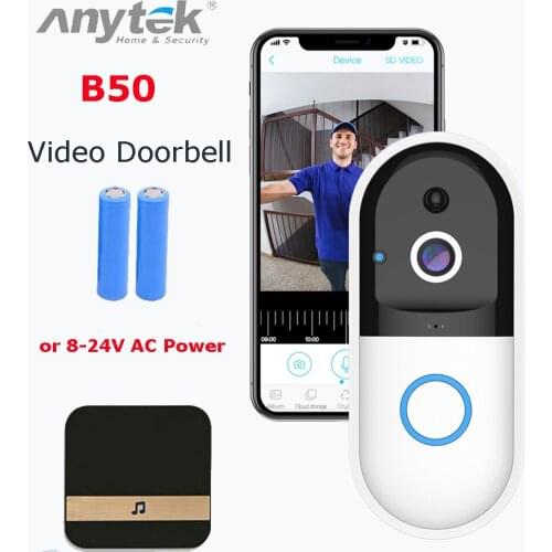 Anytek B50 WIFI Doorbell IP65 waterproof Smart video Door chime 720P wireless intercom PIR Alarm IR night vision IP camera