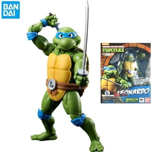 Bandai Soul Limited S.H.F Teenage Mutant Ninja Turtles Michelangelo LEONARDO Anime Figures Model Unisex PVC 15cm