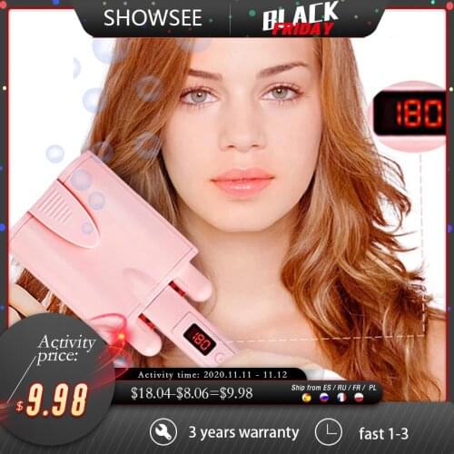 Splint Titanium Automatic Ceramic Hair Curler 3 Barrels Big Waver Curling Iron Hair Curlers Rollers Styling Tools wave iron