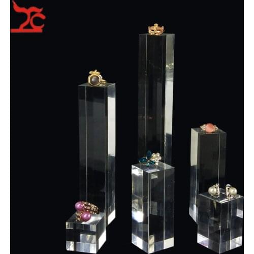 Fashion Acrylic Column Sheet Block Cosmetic Display Holder Pad Photography Props Ornaments Ring Necklace Jewelry Organizer Stand