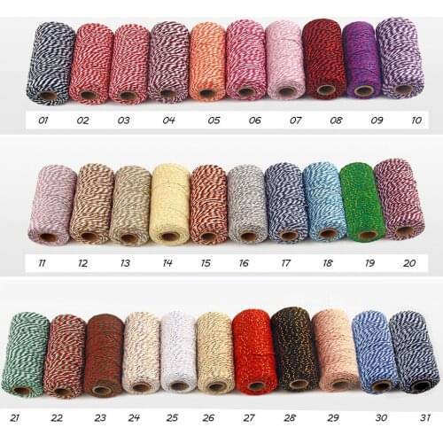 100m Long/3mm Diameter Colored Cotton Rope DIY Hand-woven Cotton Rope Craft Decorations Twisted Rope Handmade Sewing Accessories
