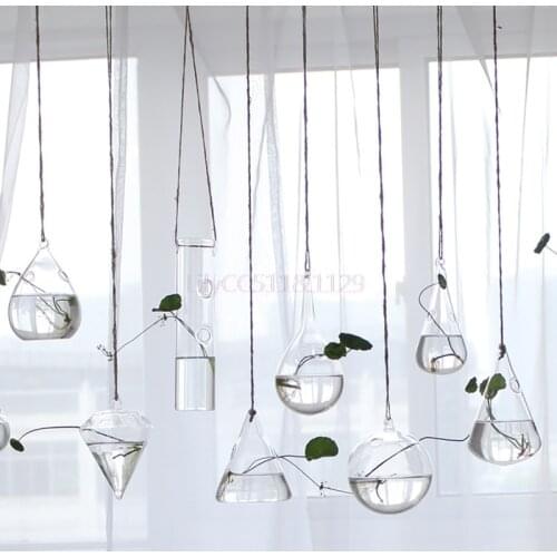 Home Decorative Vase Simple Hydroponic Small Hanging Planters Clear Glass Flower Plant Hanging Vase Ball Terrarium Container