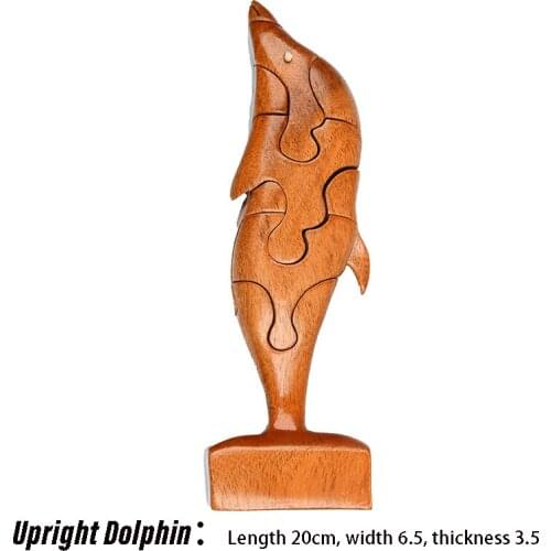 Childrens Wooden Building Block Marine Animal Toy Dolphin Fish 3d Structure Luban Lock Intelligence Coordination Hands On