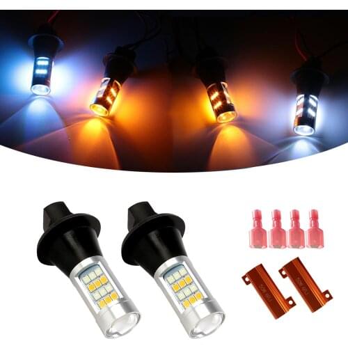 2PCS 42SMD 1156/BA15S BAU15S/PY21W 7440/T20 Canbus Dual-Color Switchback Auto Car DRL Daytime Running Light LED Turn Signal