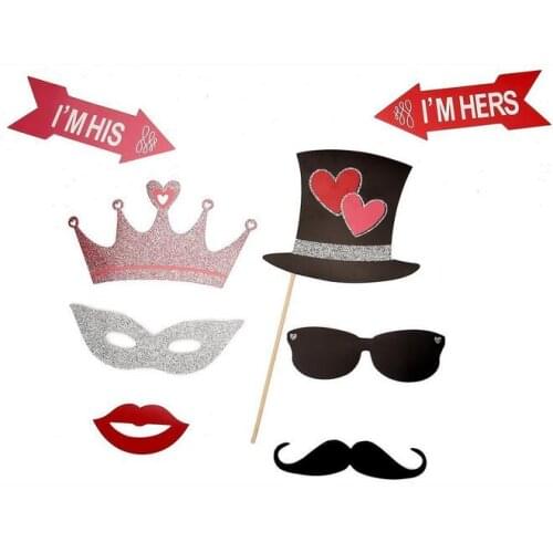 Hot 27pcs Just Married Photo Booth Props Photobooth Wedding Favors Glasses Paper Card Funny Mask Party Decoration Photocall
