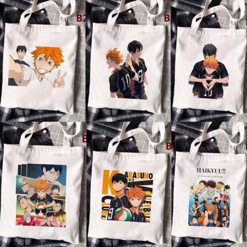 Volleyball Junior Haikyuu Anime Canvas Bags Handbag Large Capacity Tote Bags Shopping Bag