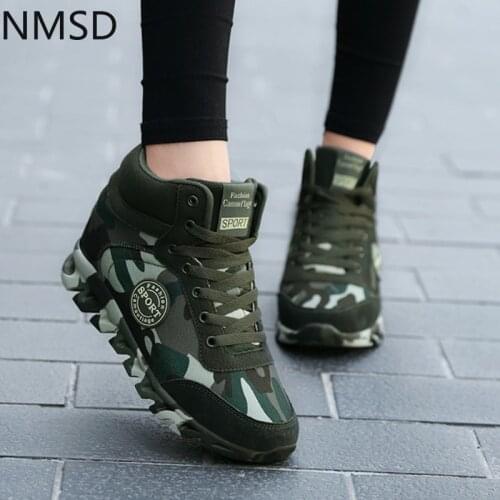 Fashion Camouflage Sneakers Women Hide Heel Canvas Casual Shoes Woman Platform Sneakers Wedge Shoes Plus Size 35-42