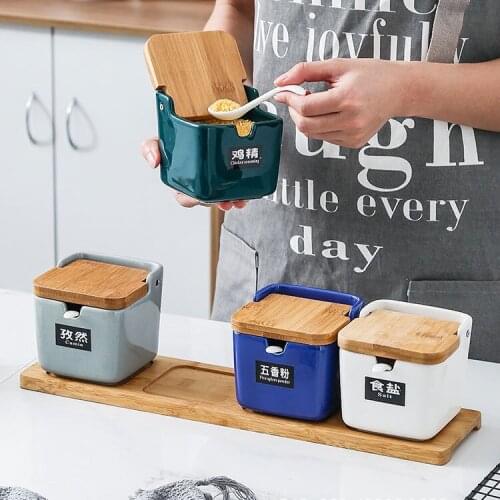 Ceramic Flip Seasoning Jar Cruet Salt Kitchen Supplies Seasoning Box Seasoning Pot