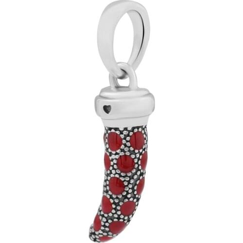 Red Enamel Italian Horn Amulet Pendant Beads For Jewelry Making Fits Sterling Silver Jewelry Bracelets For Woman Gift
