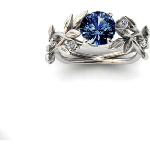 Circular Crystal Leaf Vine Rings Womens Fashion Chic Zircon Rhinestone Jewelry Engagement Ring Charms Memorial Day Gifts