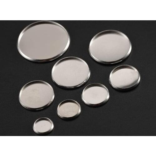 30pcs Stainless Steel Round Cameo Base Fit 6-30mm Blank Settings Cabochon Base Bezel Tray DIY Bracelet Necklace Jewelry Making