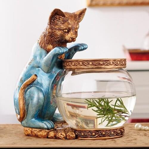 Boreal Europe style Lovely cat Small fish tank home decoration accessories Desktop furnishing articles Creative design